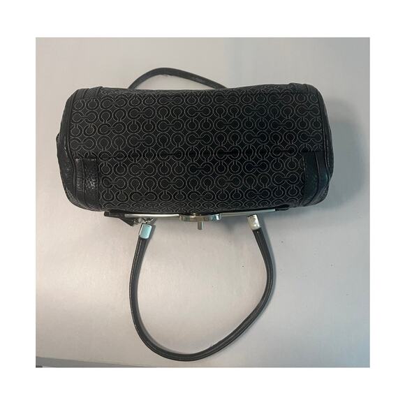 Coach Madeline Needlepoint Op Art Satchel Black Canvas w/Leather Trims - Picture 4 of 10